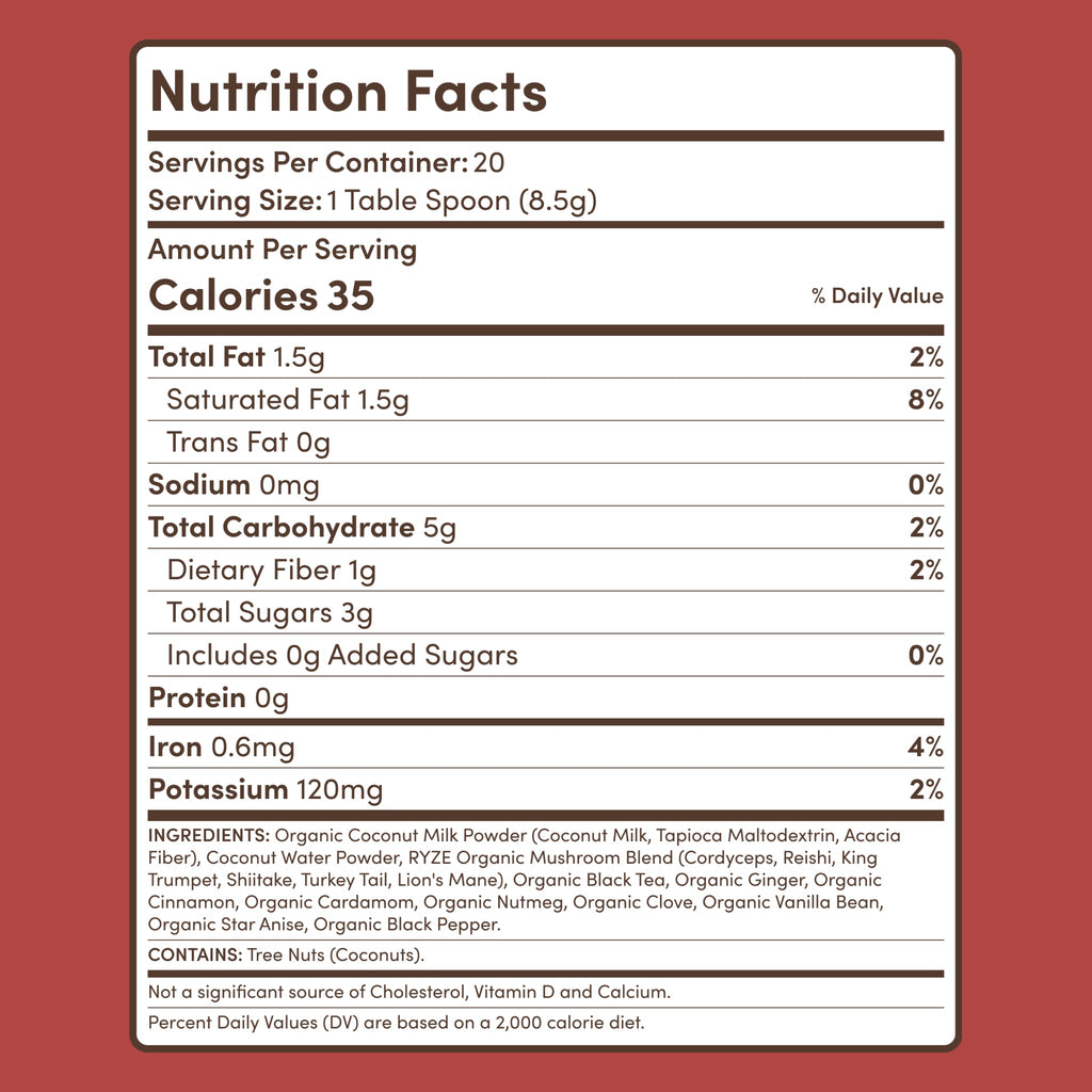 Mushroom Chai (20 Servings) - for Simple Morning or Evening Drinks