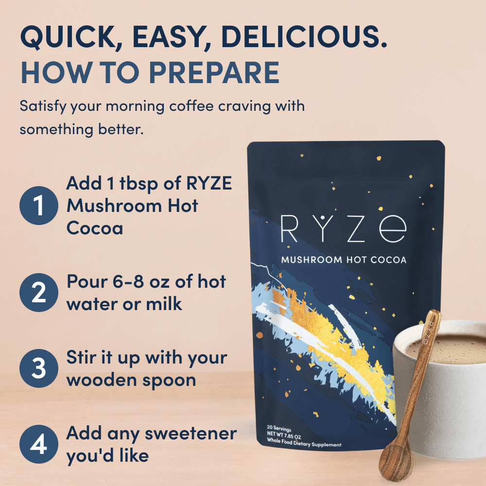 Mushroom Hot Cocoa (20 servings) - for Simple Nighttime Preparation