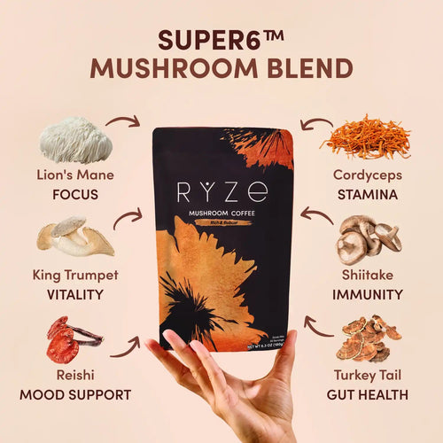 Mushroom Coffee Dark Roast (30 Servings) - for Rich Morning Coffee Routines